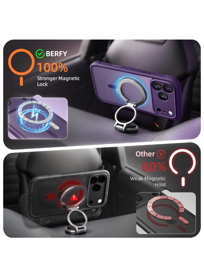 بيرفي جراب لهاتف آيفون 17 برو ماكس، متوافق مع MagSafe، مزوّد بواقي شاشة خصوصية مدمج وحماية للكاميرا، مضاد للتجسس، حماية كاملة للجهاز، مقاوم للصدمات، جراب بلمسة نهائية مطفية شبه شفافة لهاتف 17 برو ماكس مقاس 6.9 بوصة، بنفسجي. - Image 2